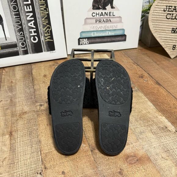 Coach Black slide With Shearling size 7 - Picture 7 of 9